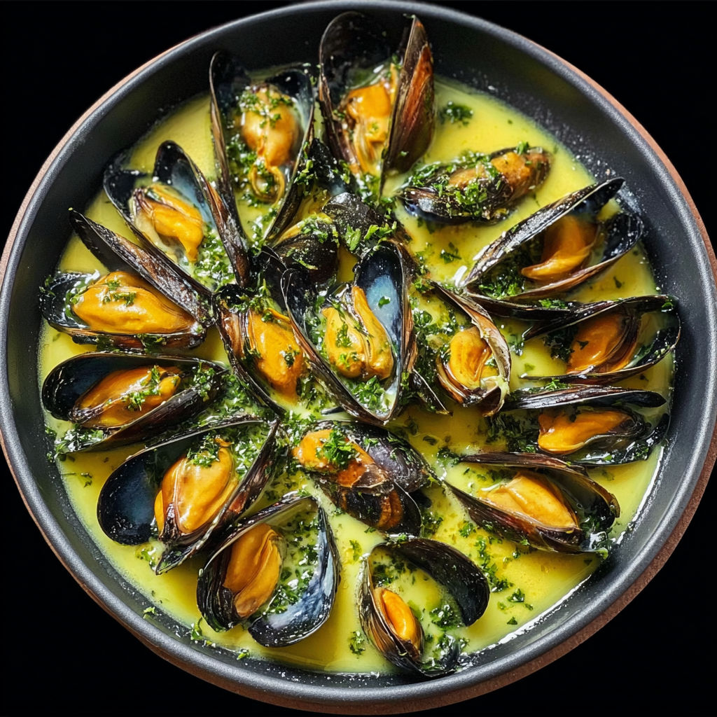 Une recette de coquilles Saint-Jacques avec des herbes et des légumes.