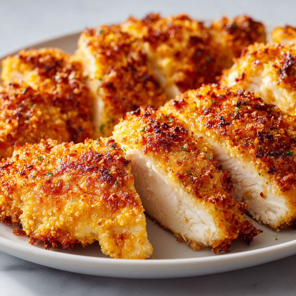 Une plaque de pâte de poulet frit avec des herbes et des épices.
