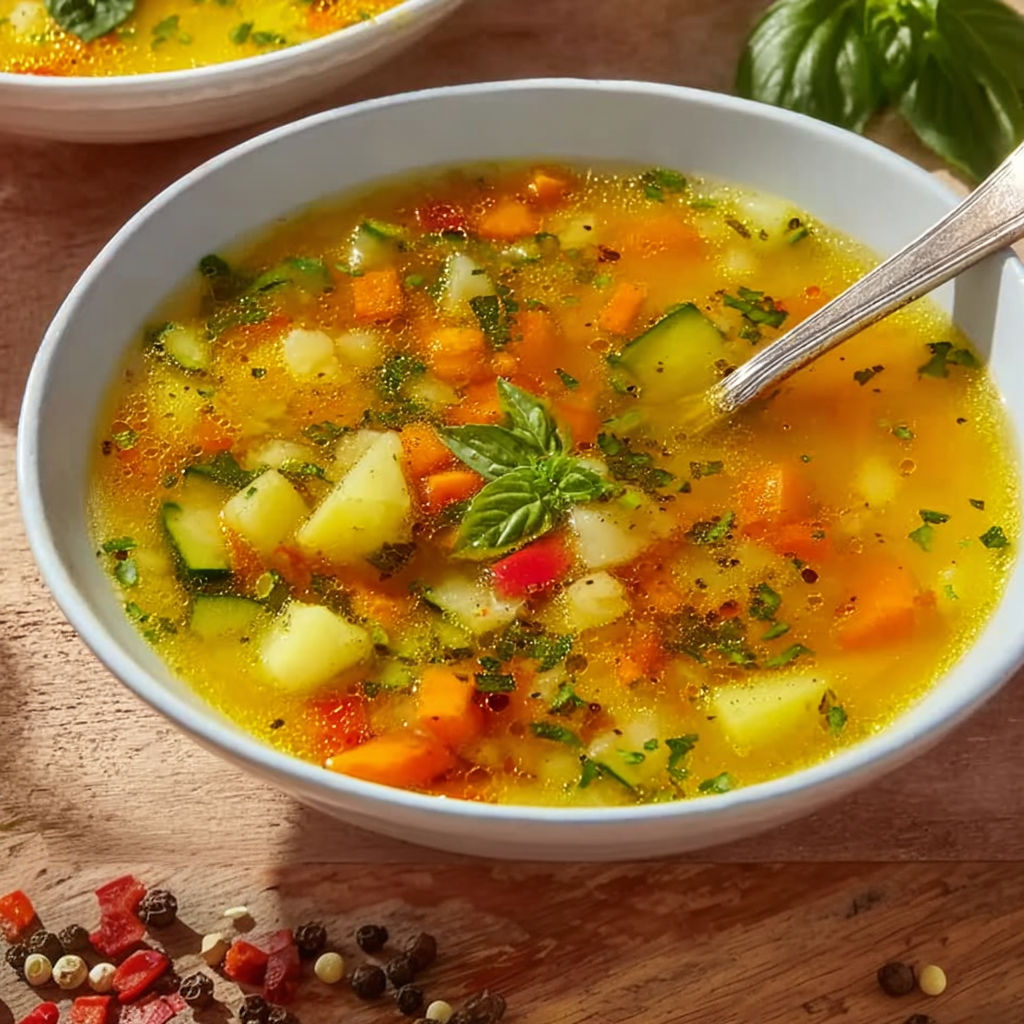 Une soupe chaude avec des légumes et des épices.