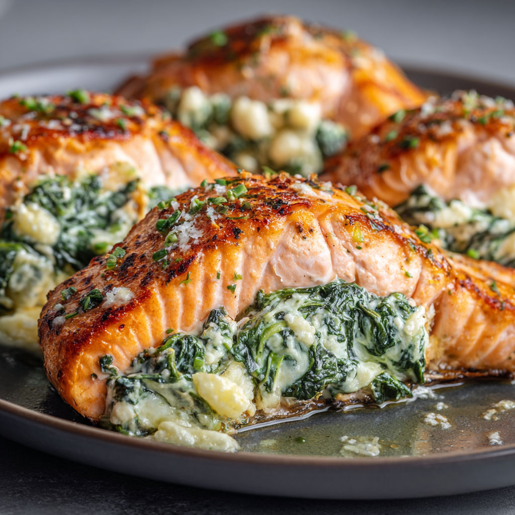 Salmon grillé avec des légumes verts et des herbes.