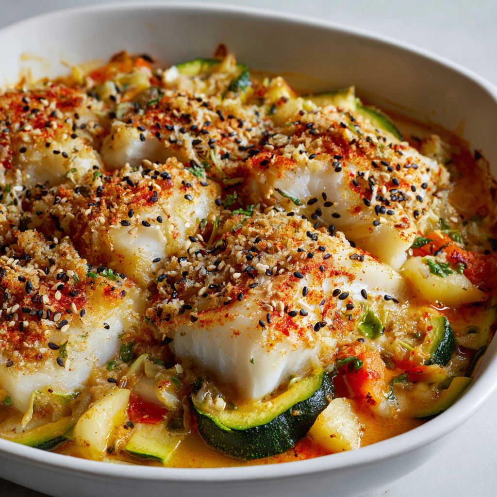 Gratin léger de poisson et courgettes