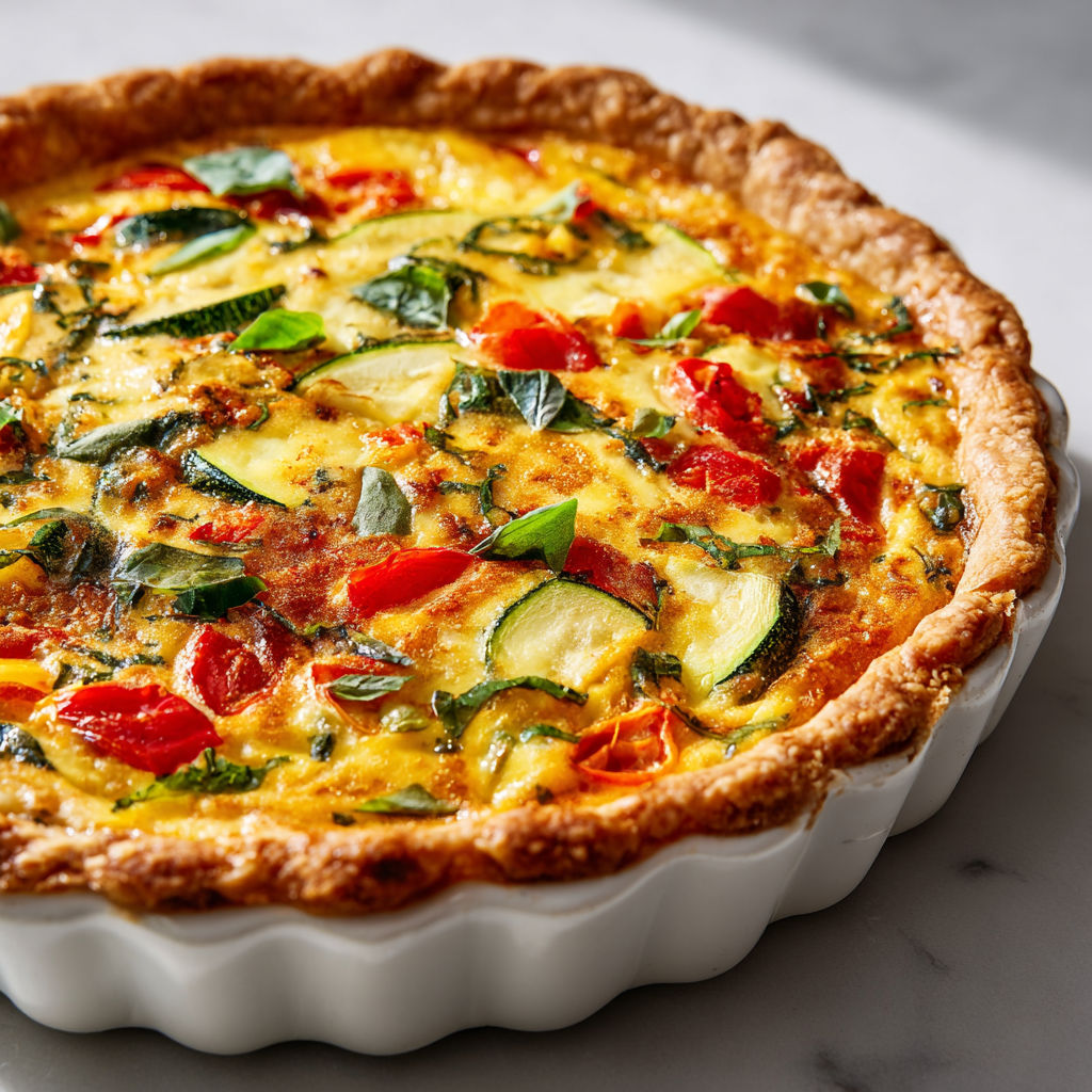 Quiche légère aux courgettes, tomates et basilic