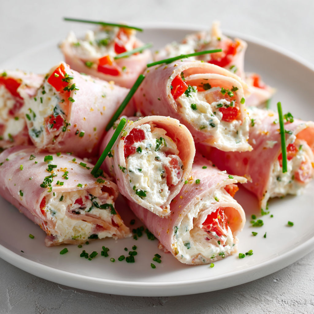 Roulés de jambon au fromage frais et herbes