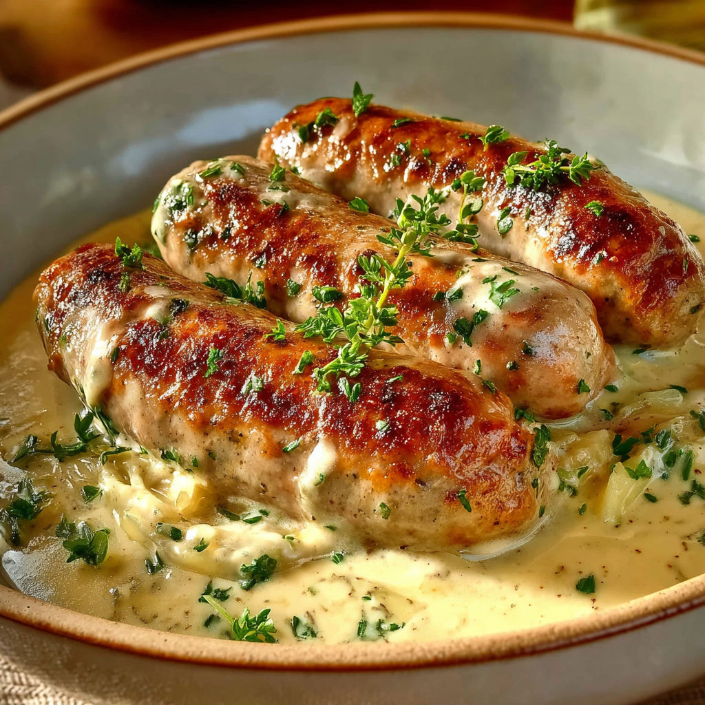 Andouillettes à la moutarde et crème onctueuse