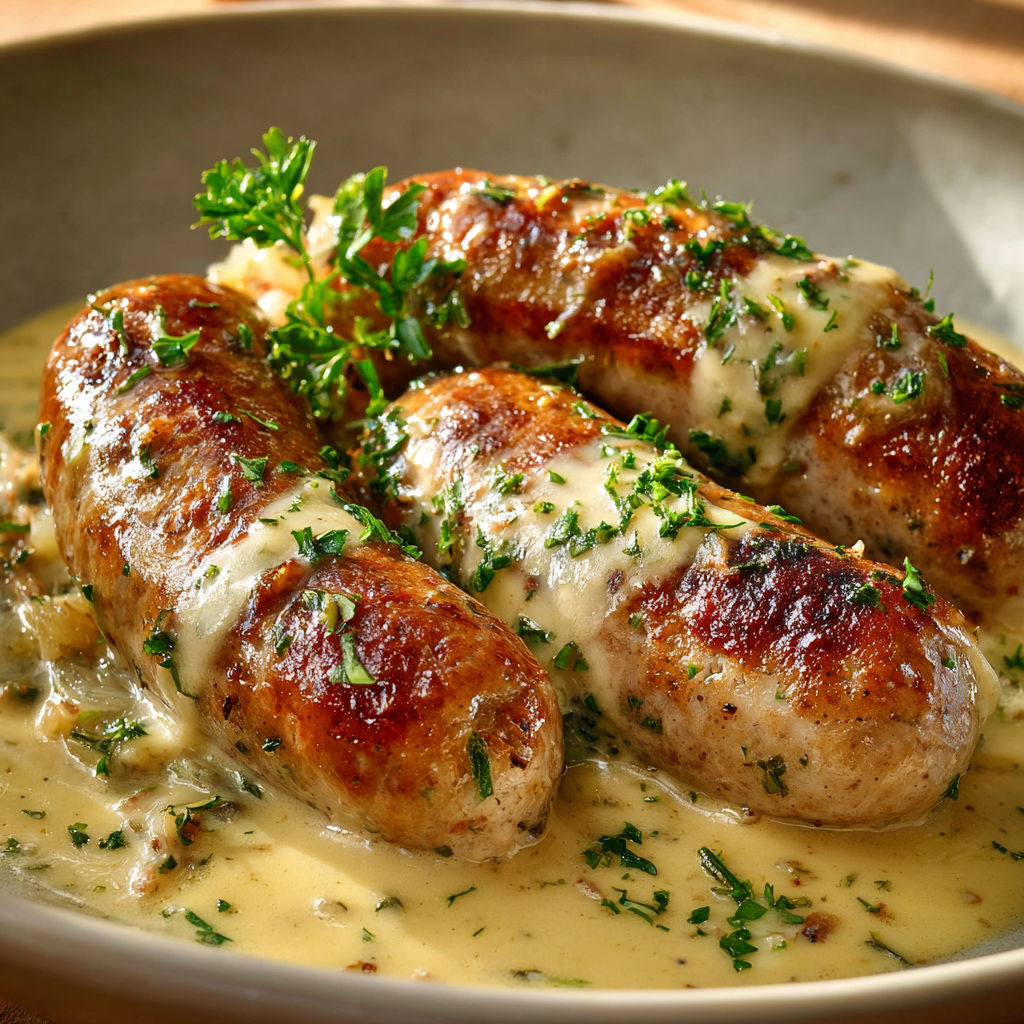 Andouillettes dorées sauce moutarde à l’ancienne