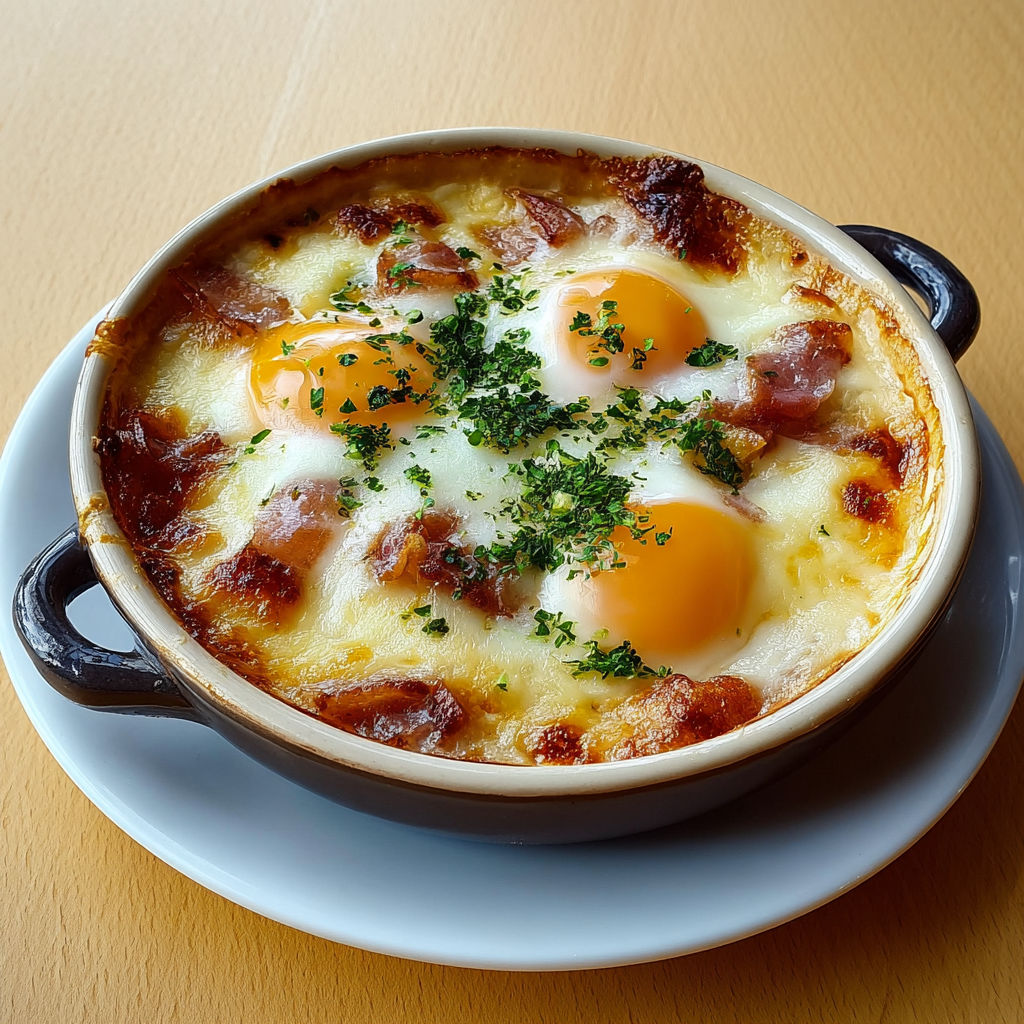 Œufs cocotte rustiques aux lardons et crème