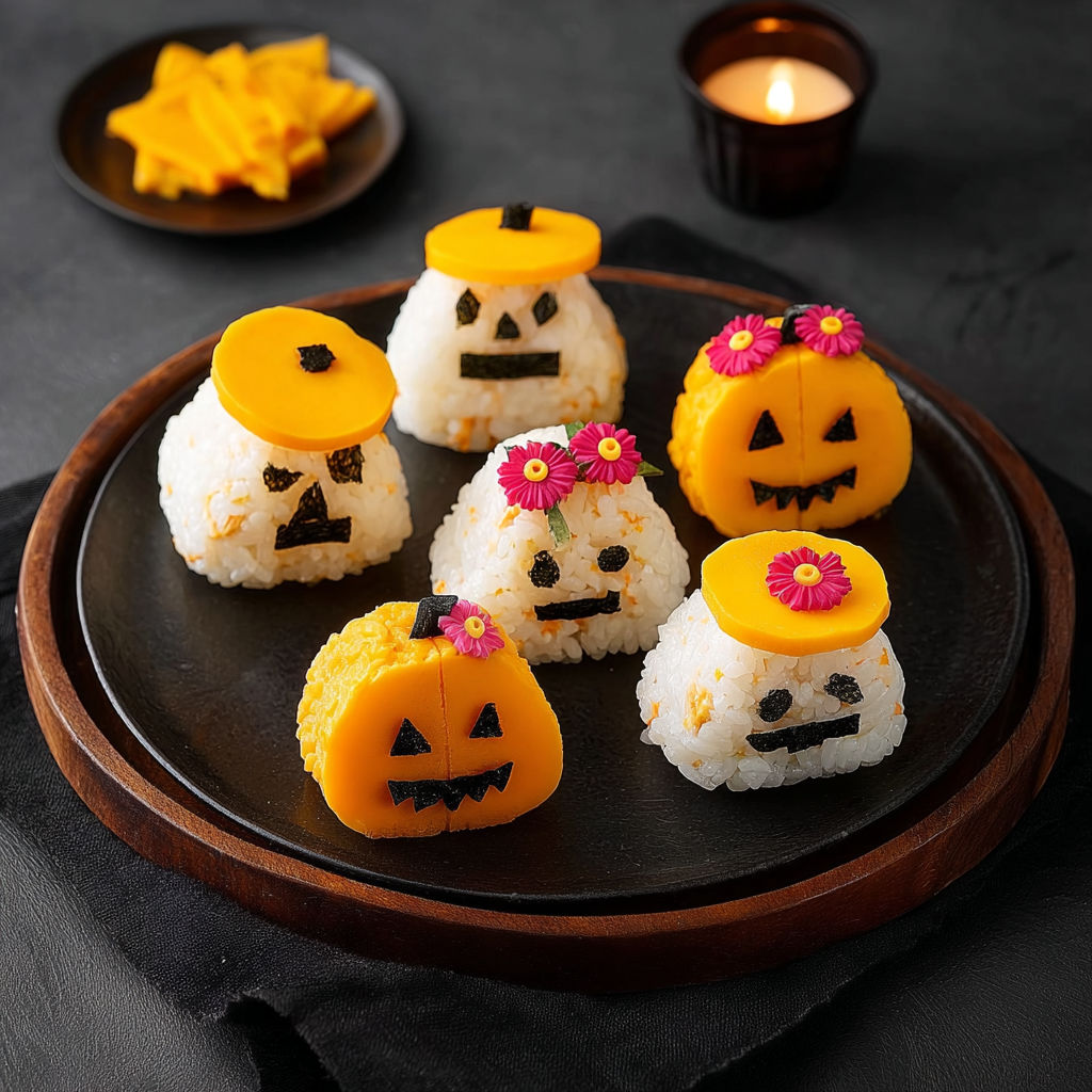 Onigiris Monstres d’Halloween : Petites Boules de Riz au Thon et à la Mimolette