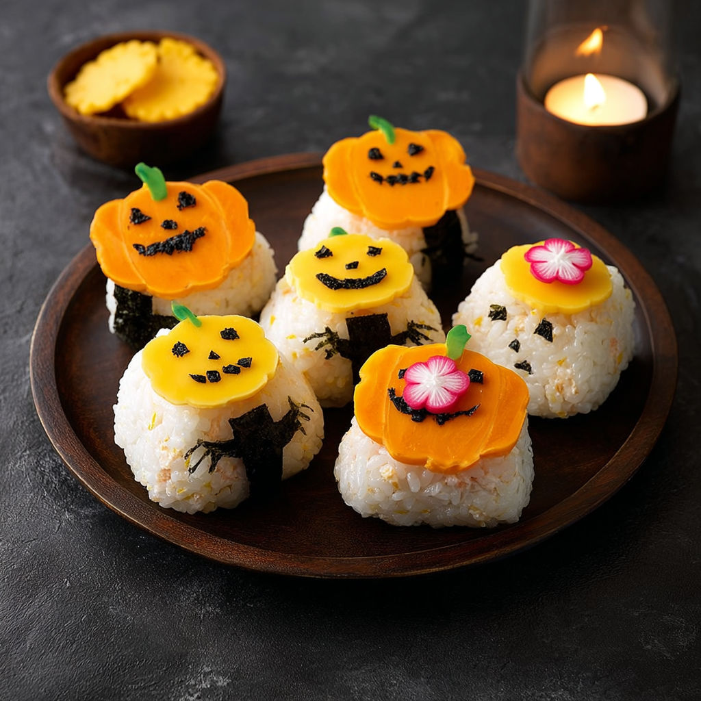 Bouchées Japonaises d’Halloween : Onigiris Thon-Mayo Façon Citrouille