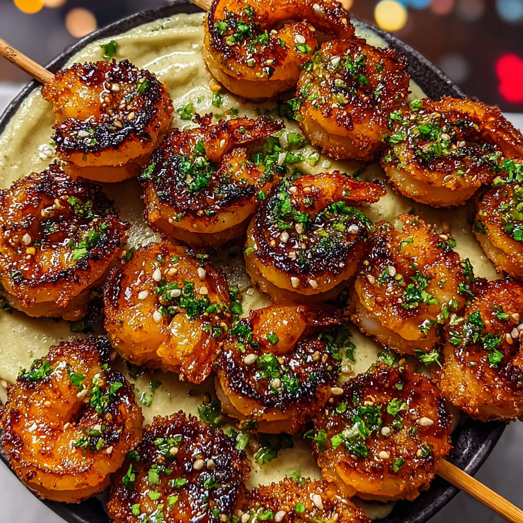 Brochettes Gourmandes de Crevettes Marinées : Croustillantes, Sucrées-Salées et Irrésistibles.