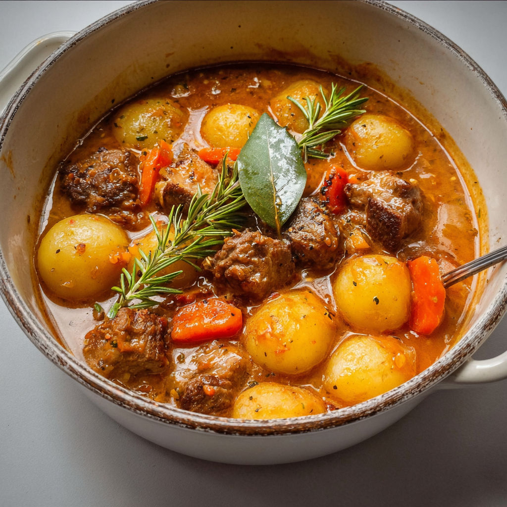 Ragoût d'Agneau aux Pommes de Terre et Carottes, une recette savoureuse et délicieuse.