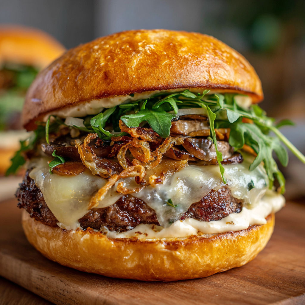 Un burger automatnal avec des légumes frais et du fromage.