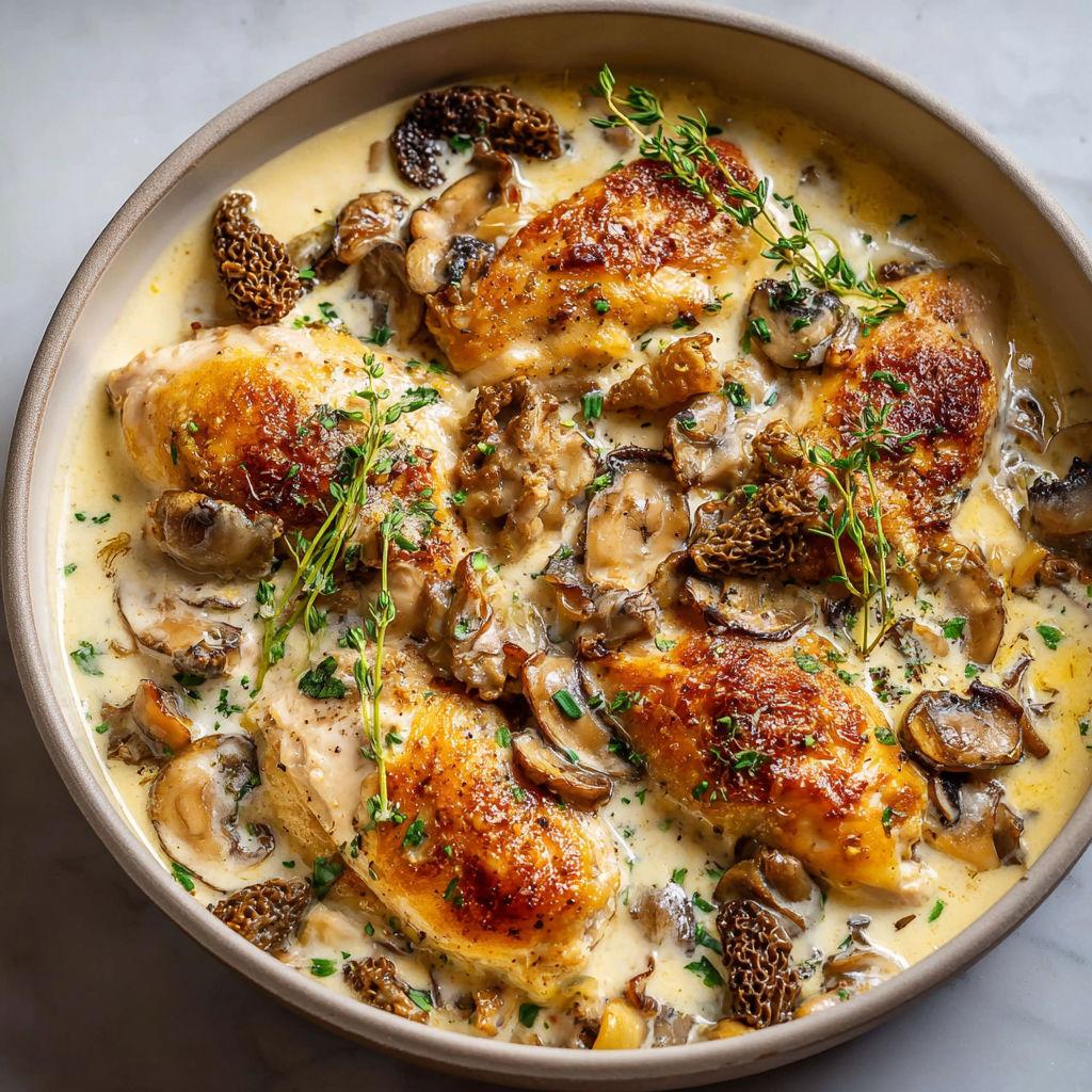 Suprêmes de Poulet aux Morilles en Cassolettes Gourmandes.