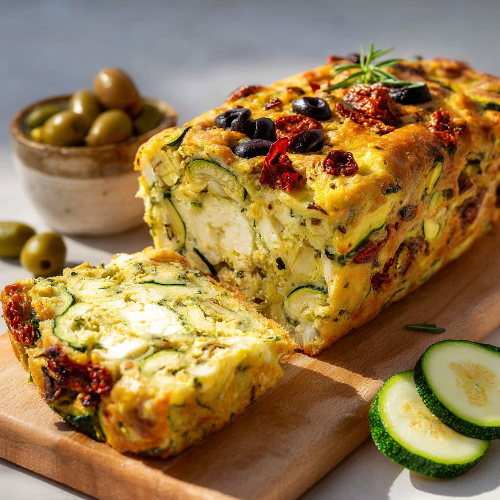 Cake Salé aux Courgettes, Tomates Séchées et Olives