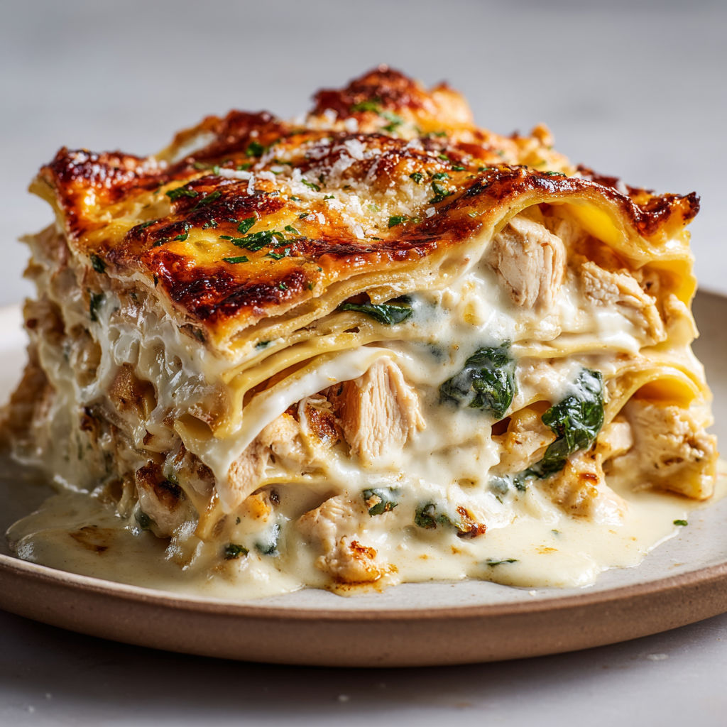 Lasagnes Gourmandes au Poulet, Gruyère et Épinards Fondants.