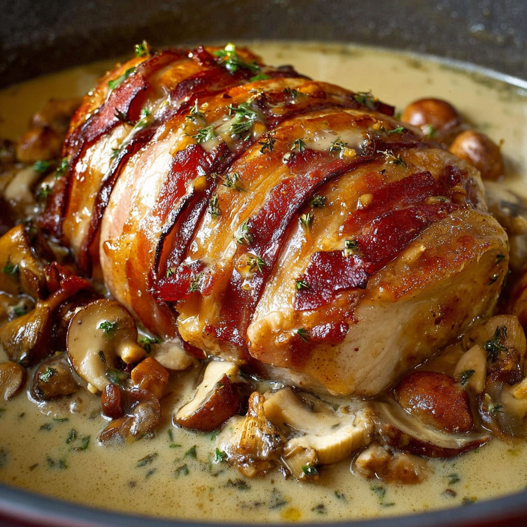 Rôti de Dinde Sauce Forestière Crémeuse.