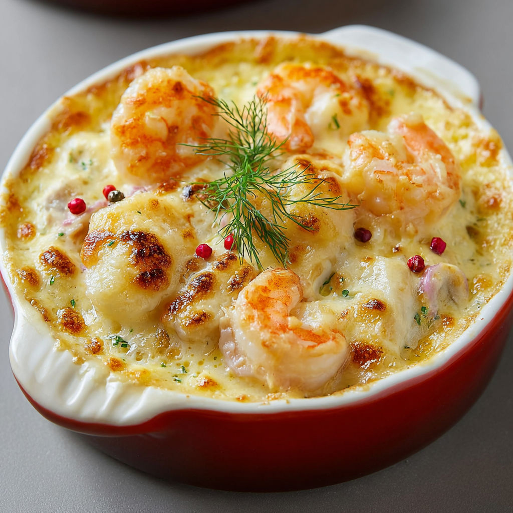 Cassolettes de Fruits de Mer au Gratin Doré.