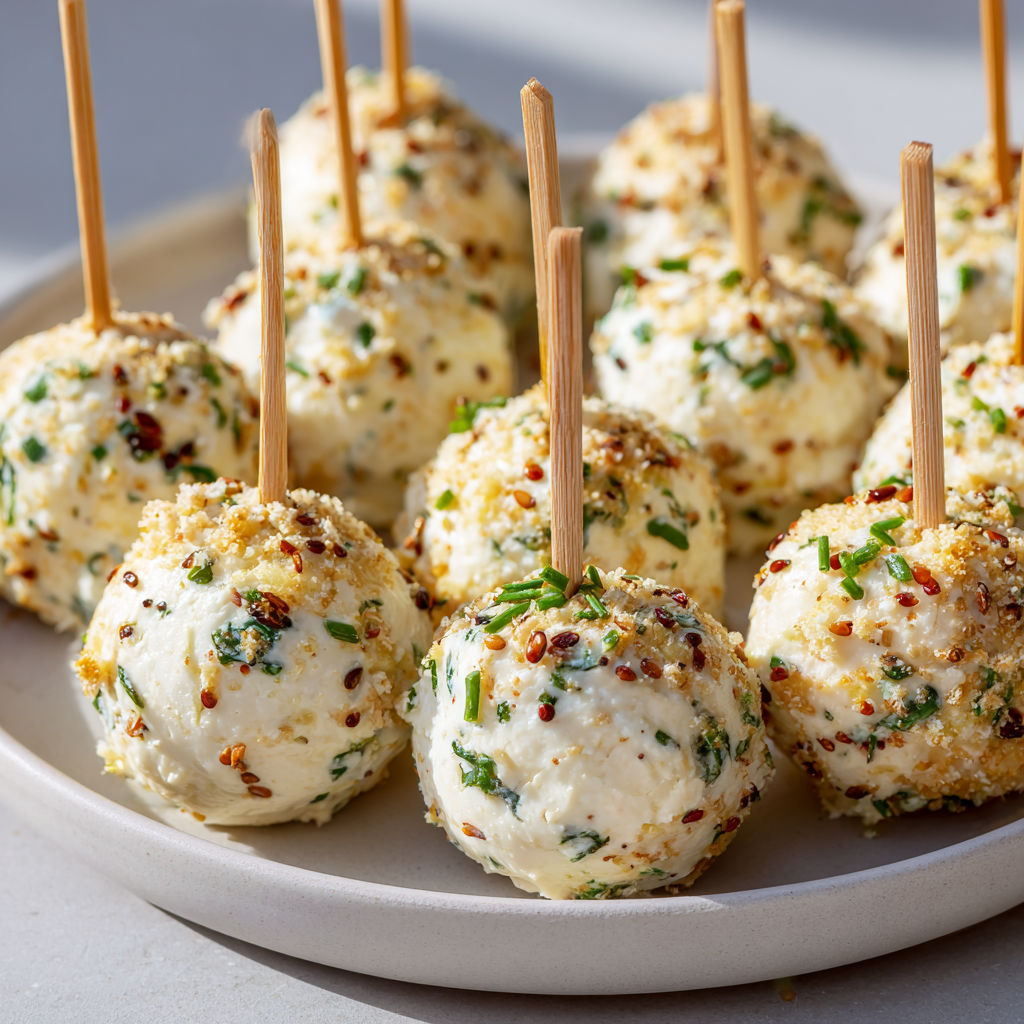 Une plate de cake pops au thon, fromage frais et citron.