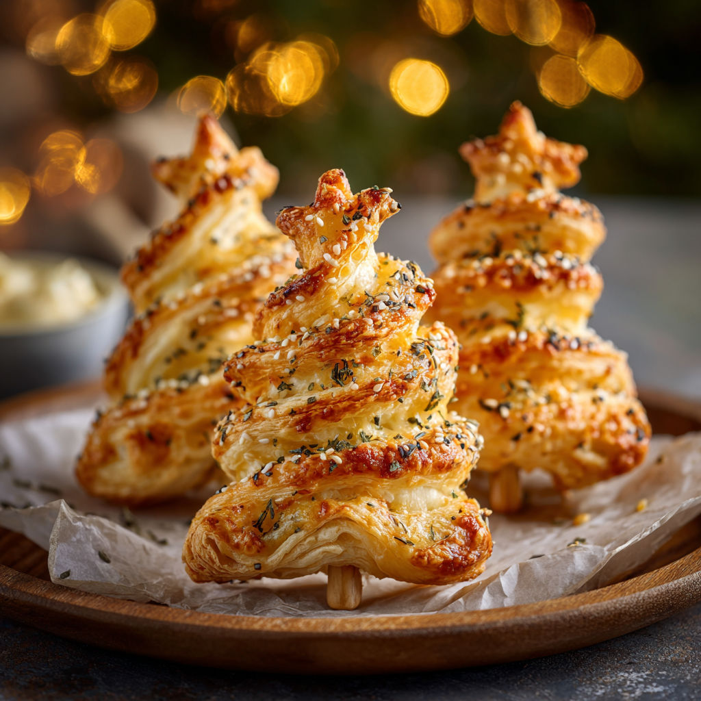 Sapin feuilleté au fromage croustillant.