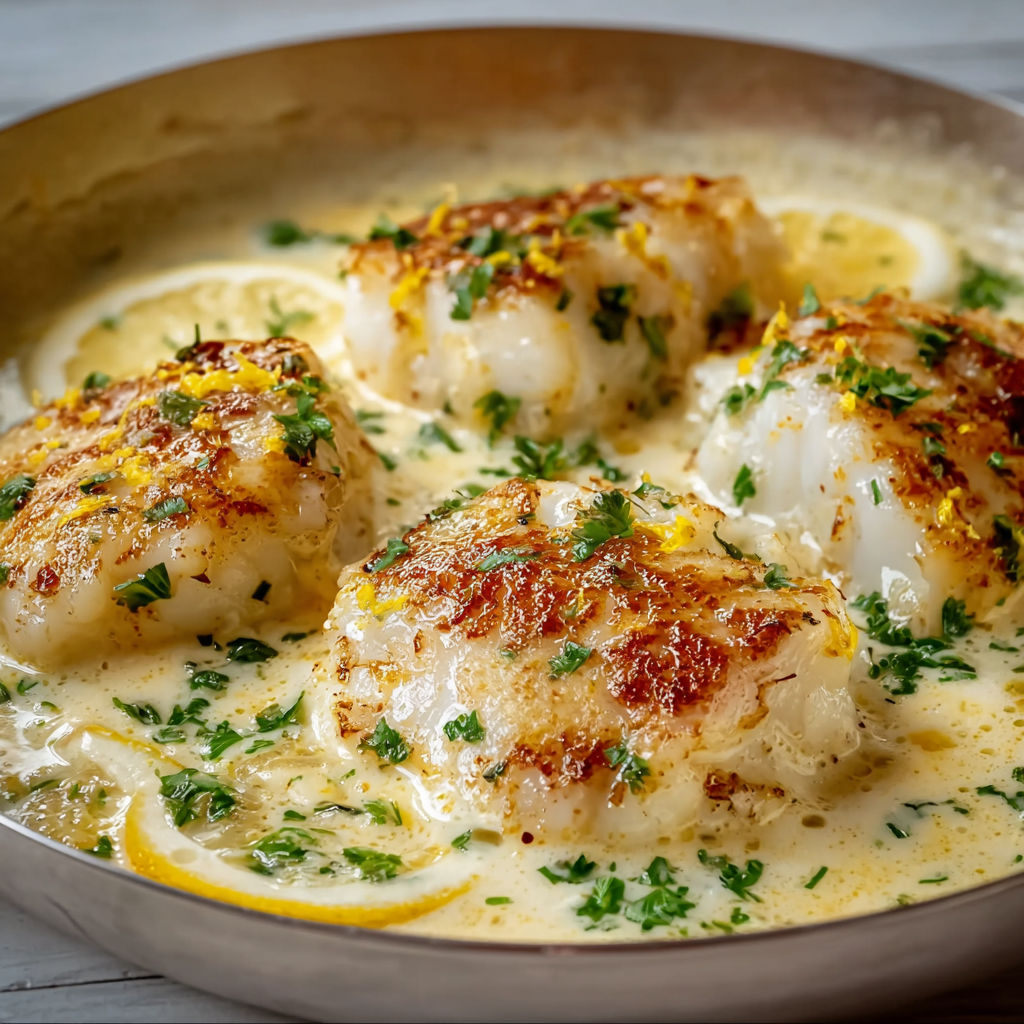 Filet de cabillaud crémeux au parmesan citronné.