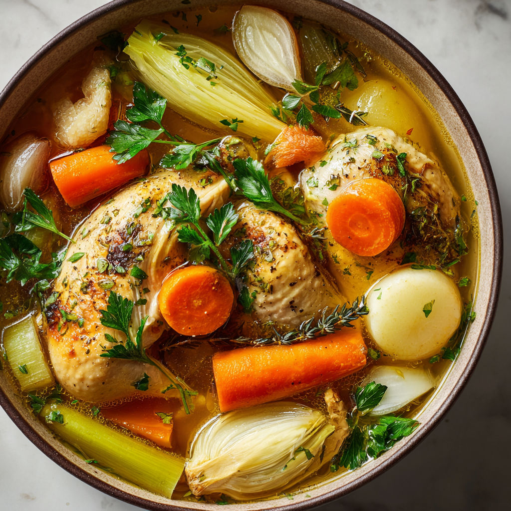 Poule au pot traditionnelle : le dimanche à la française.