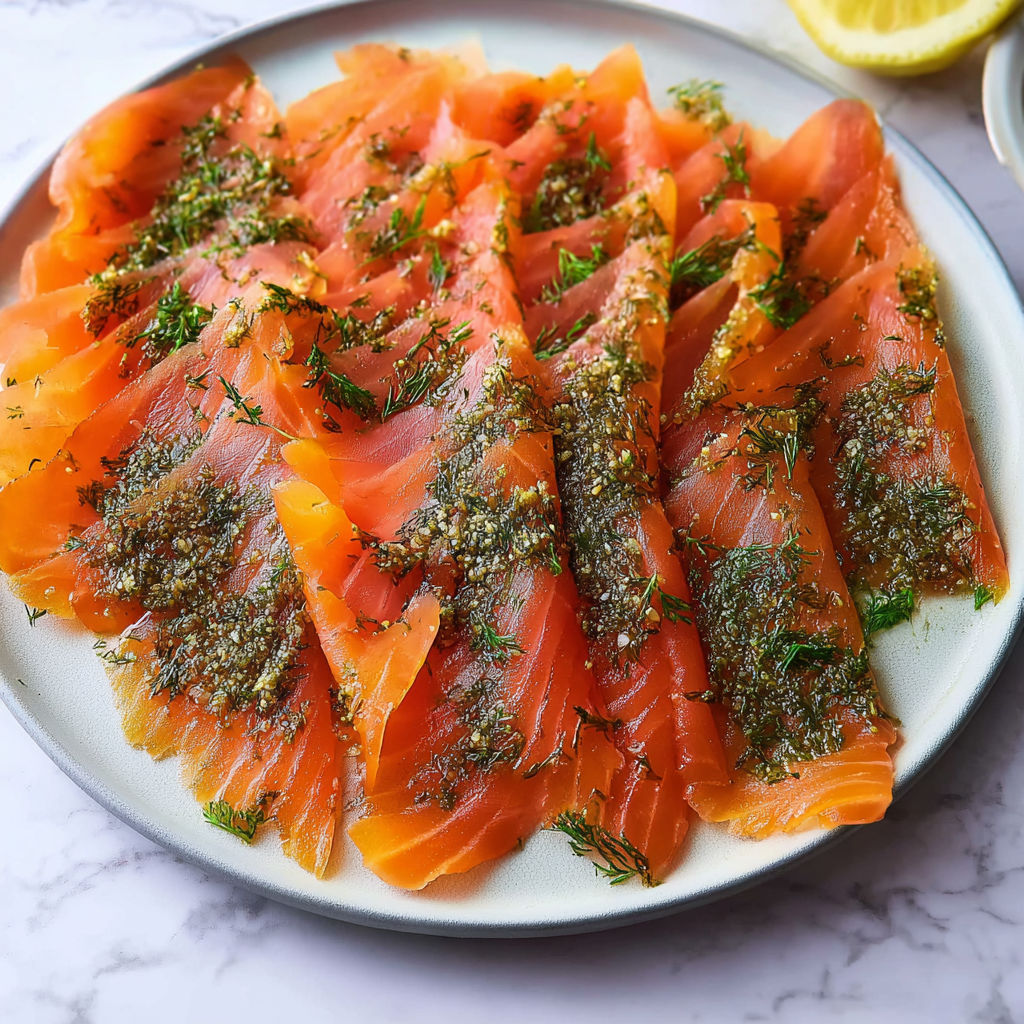Gravlax de saumon à l’aneth façon maison.