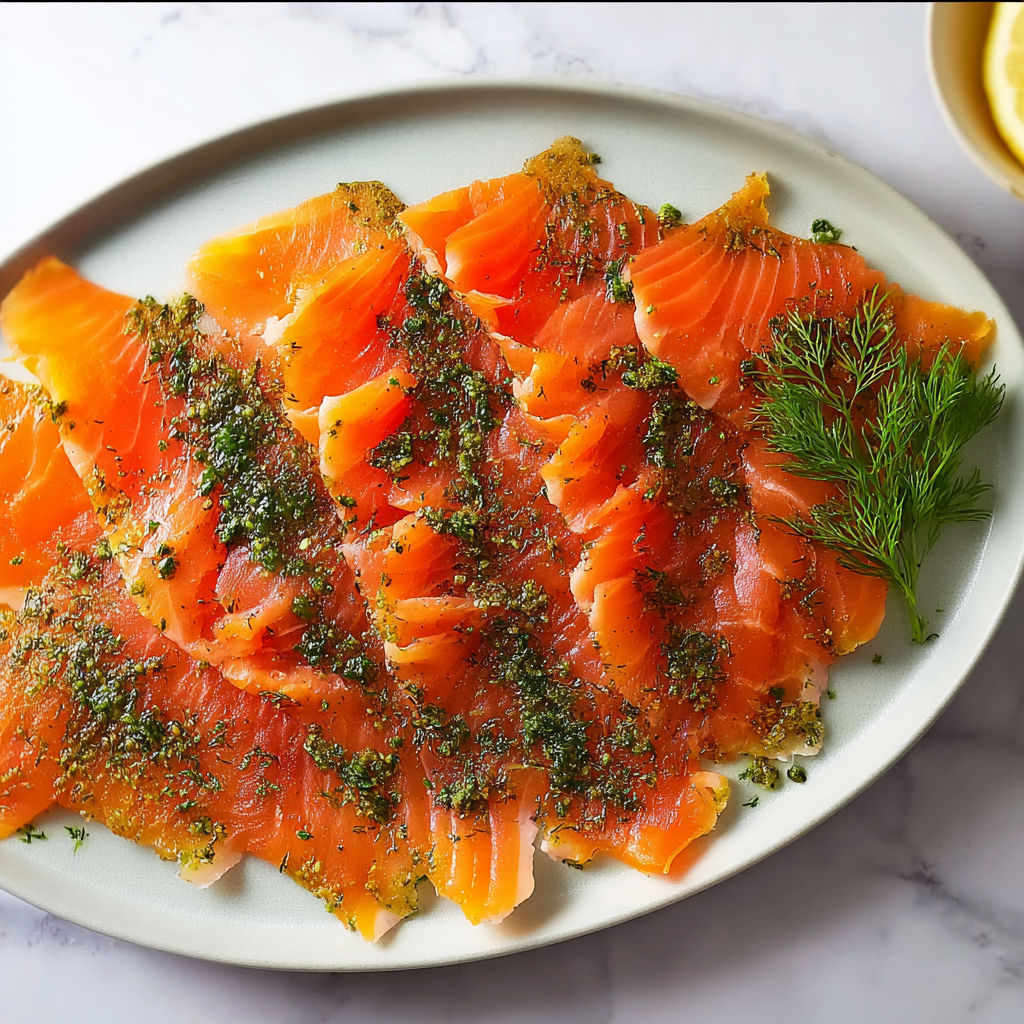 Filet de saumon gravlax maison aux saveurs nordiques.
