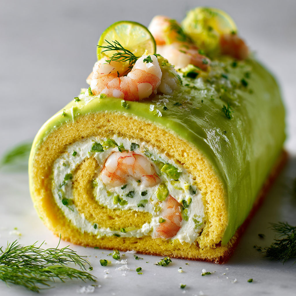 Bûche fraîcheur crevettes et avocat au citron vert.