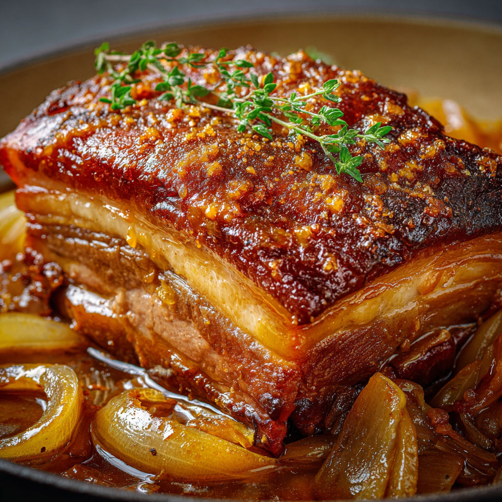 Cochon confit à la bière et sirop d’érable.
