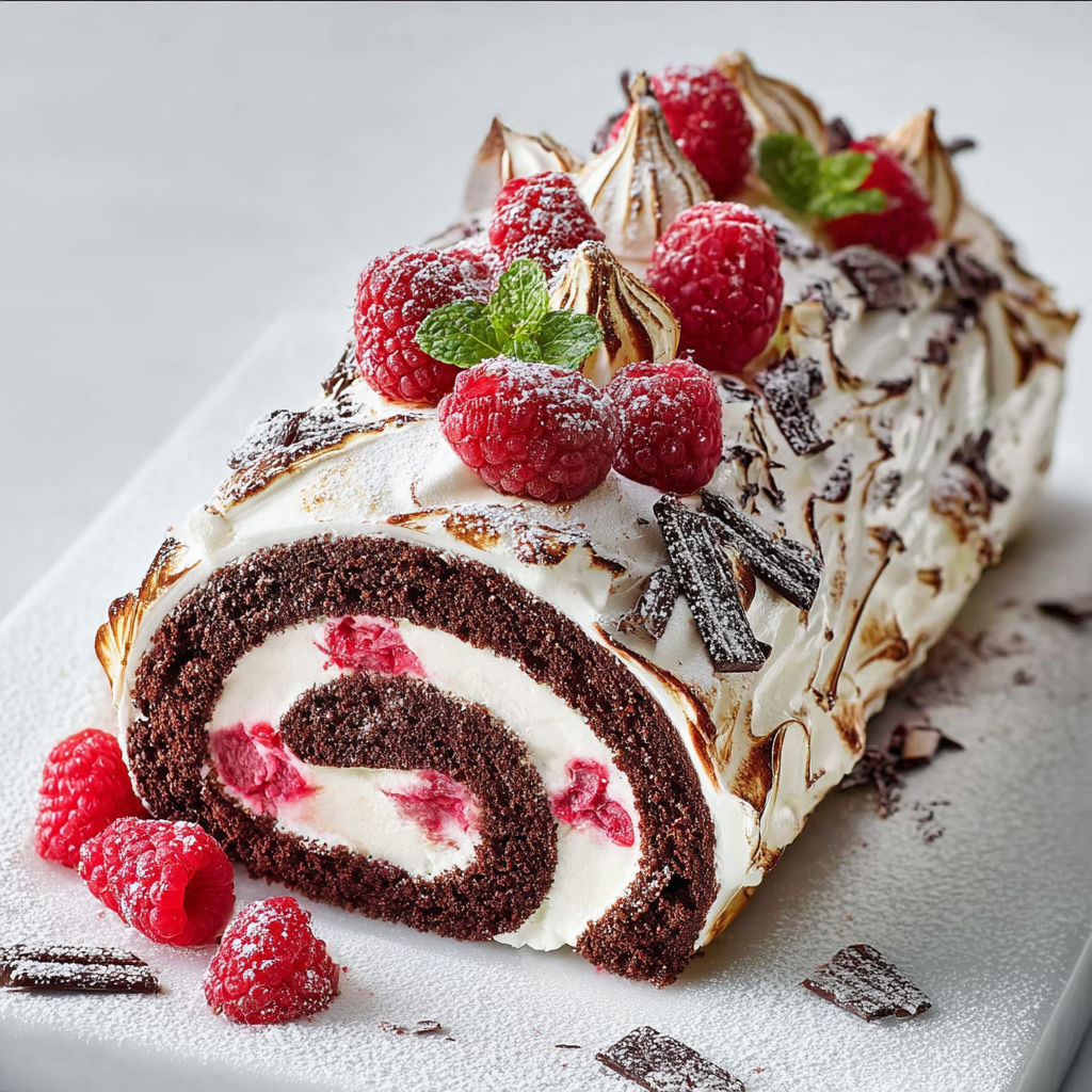 Bûche glacée framboise–chocolat façon pâtissière.