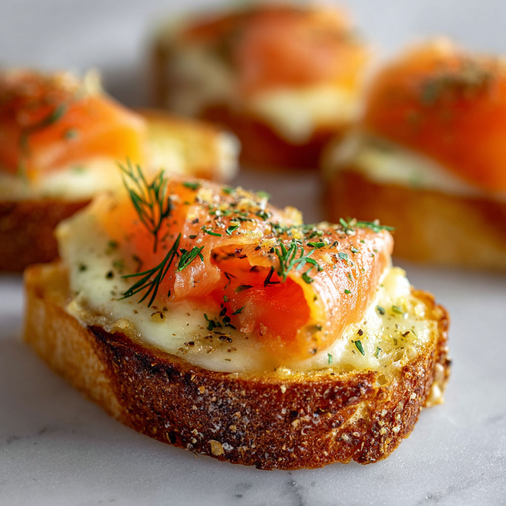Pain à l’Ail Gratiné au Saumon Fumé pour les Fêtes.