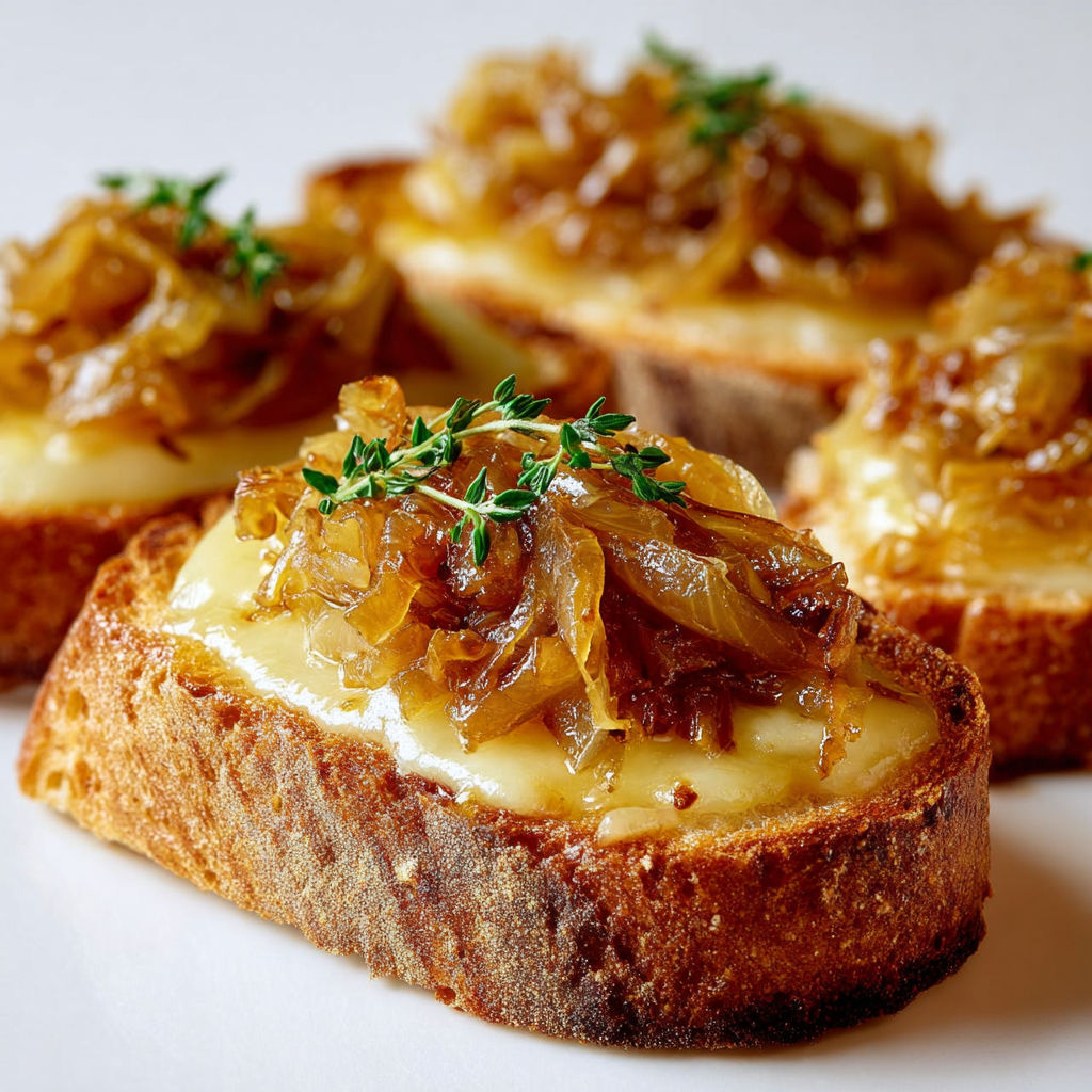 Bruschettas de Noël : Oignons Caramélisés et Gruyère Fondant