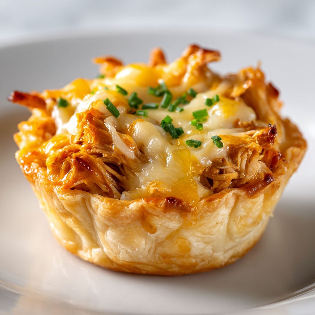 Une bouchée de Noël au poulet BBQ doux et fromage, servie sur un plateau.