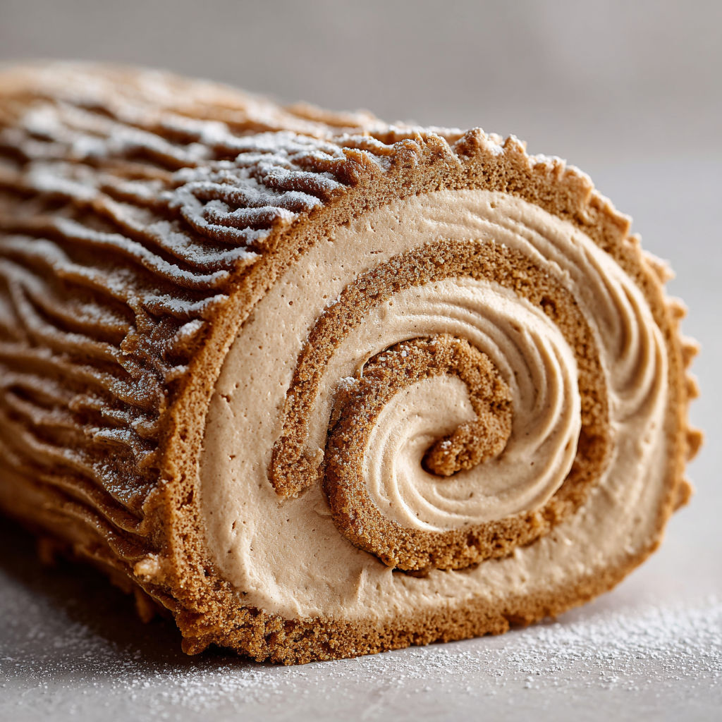 Une bûche de noël chauffée, recouverte de café à tomber et décorée de glaçage, prête à être servie.