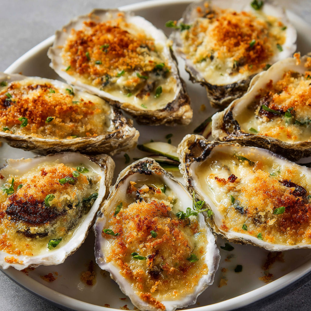 Huîtres au Four, Sauce Crémée et Croûte Dorée.