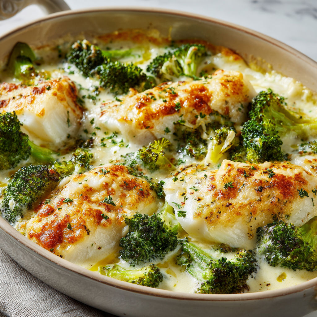 Gratin de Poisson Crémeux aux Brocolis.