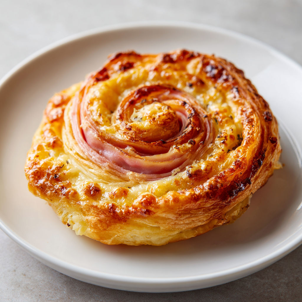 Roulé feuilleté ultra-gourmand au jambon blanc et gruyère, délicatement doré et prêt à faire fondre tous les amateurs d’apéritifs maison.