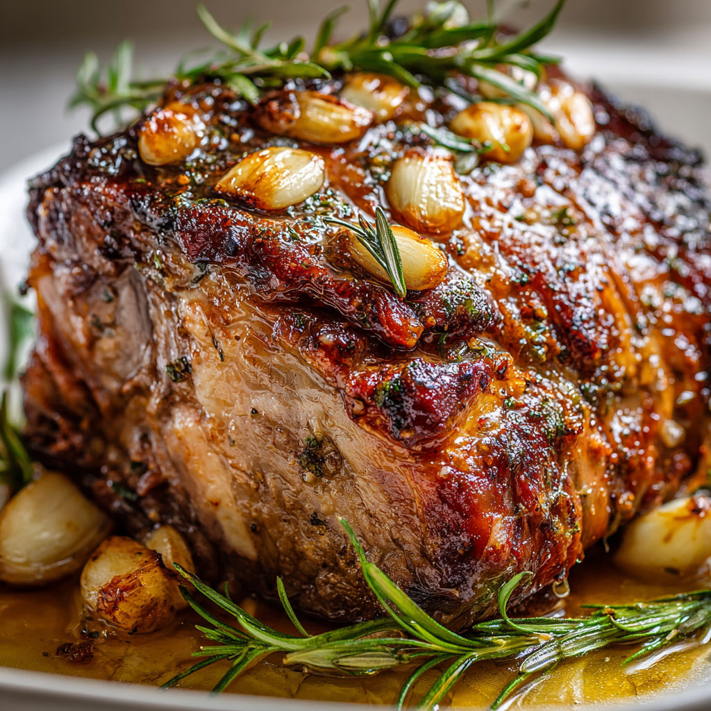 Un gigot d'agneau rôti avec des herbes et des ailes de poulet.
