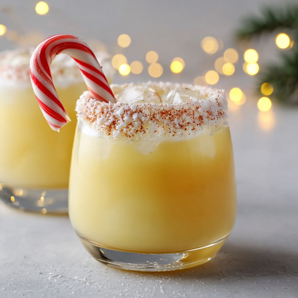 Dos verres de Punch de Noël maison, avec des étoiles de cinnamon et des étoiles de sucre.