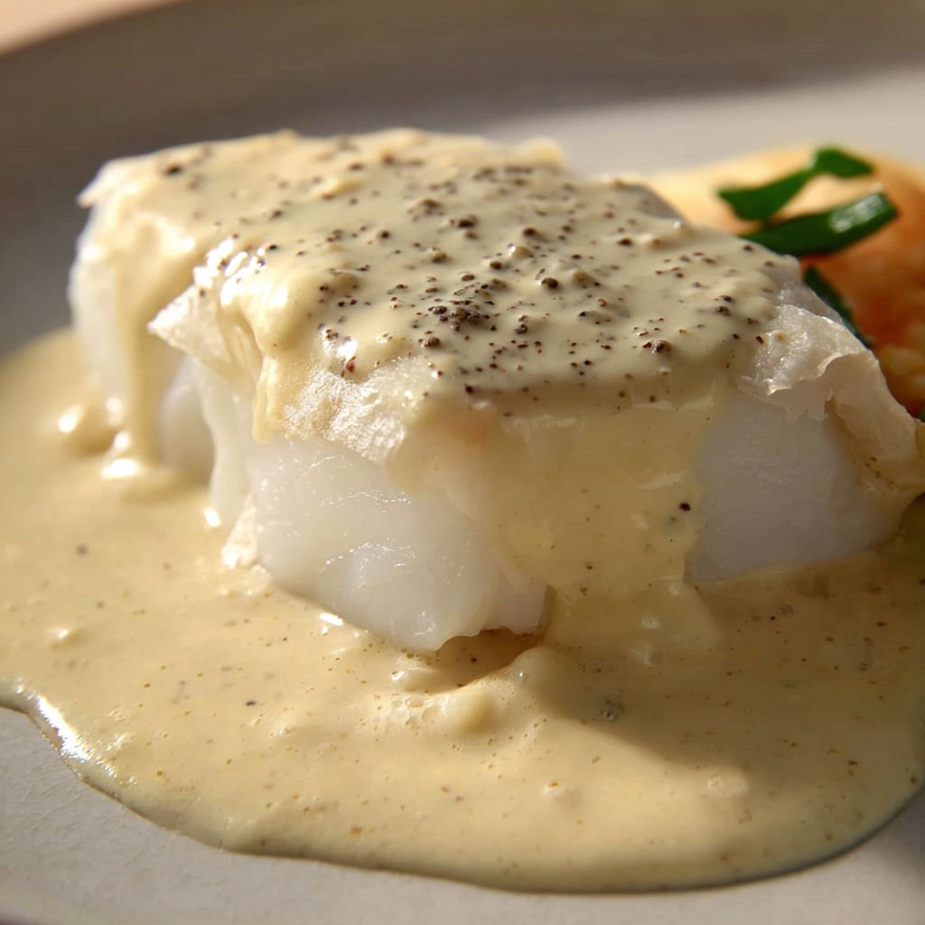 Papillotes de cabillaud fondant, sauce vanille délicate et raffinée.