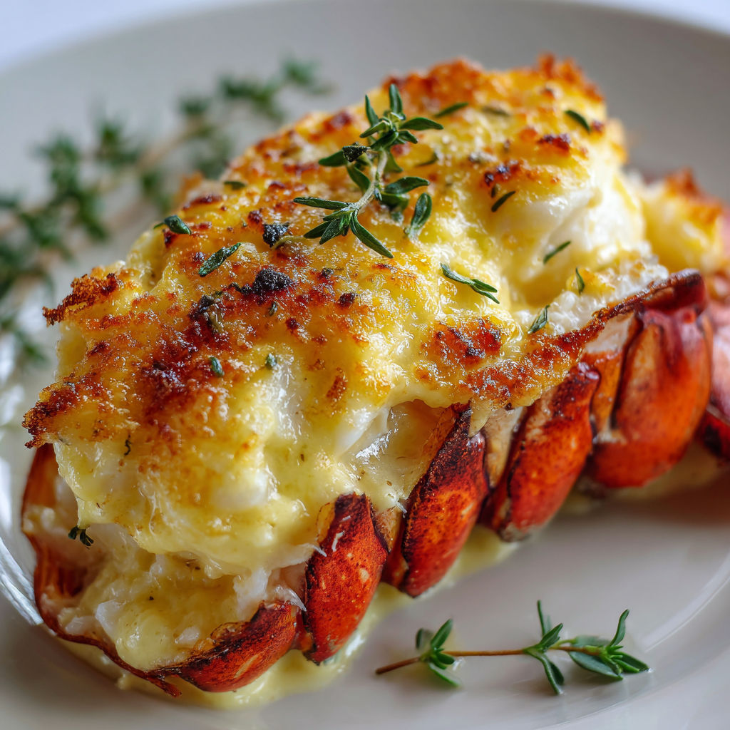 Homard gratiné au champagne et sabayon mousseux.