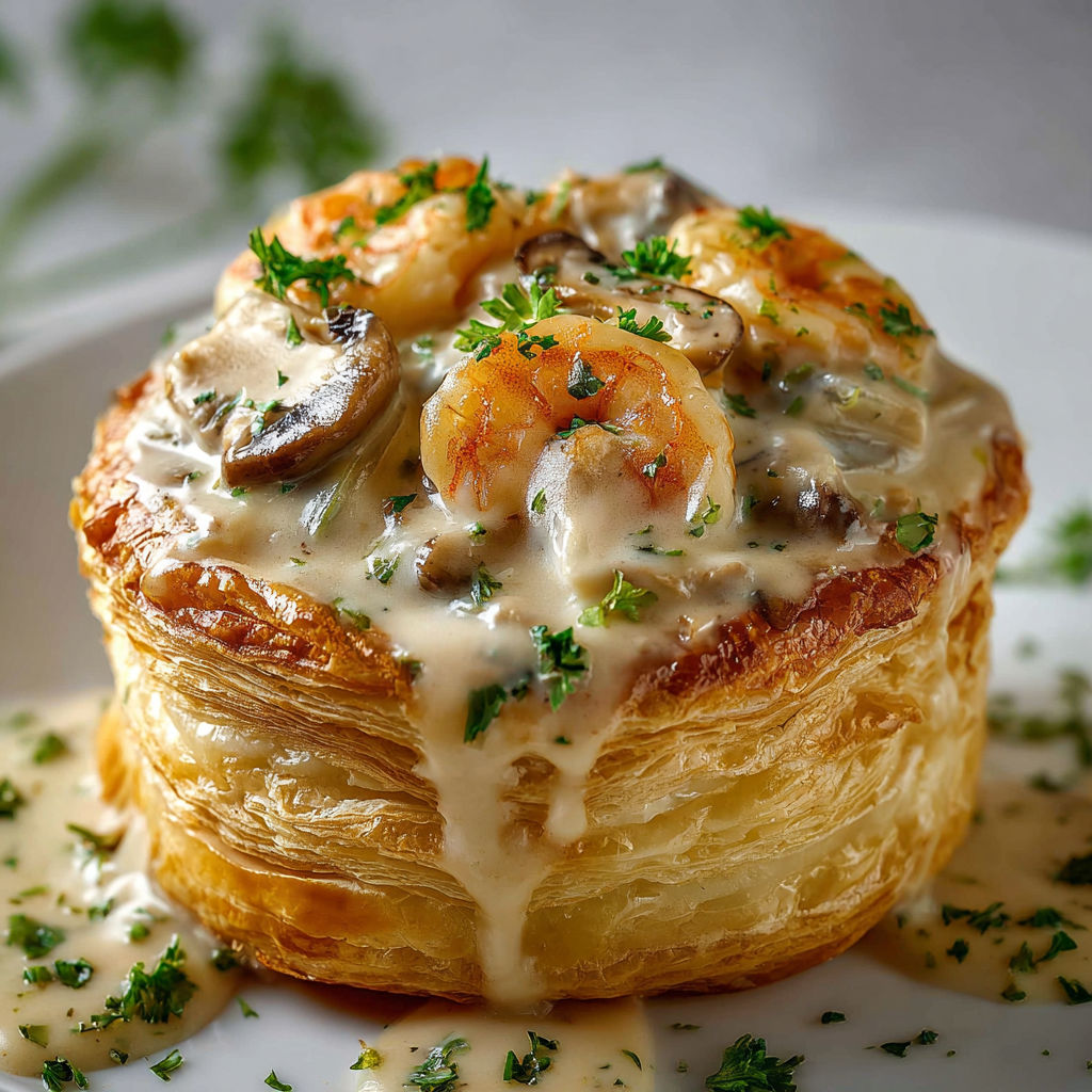 Bouchées à la Reine traditionnelles, sauce onctueuse et garniture généreuse.