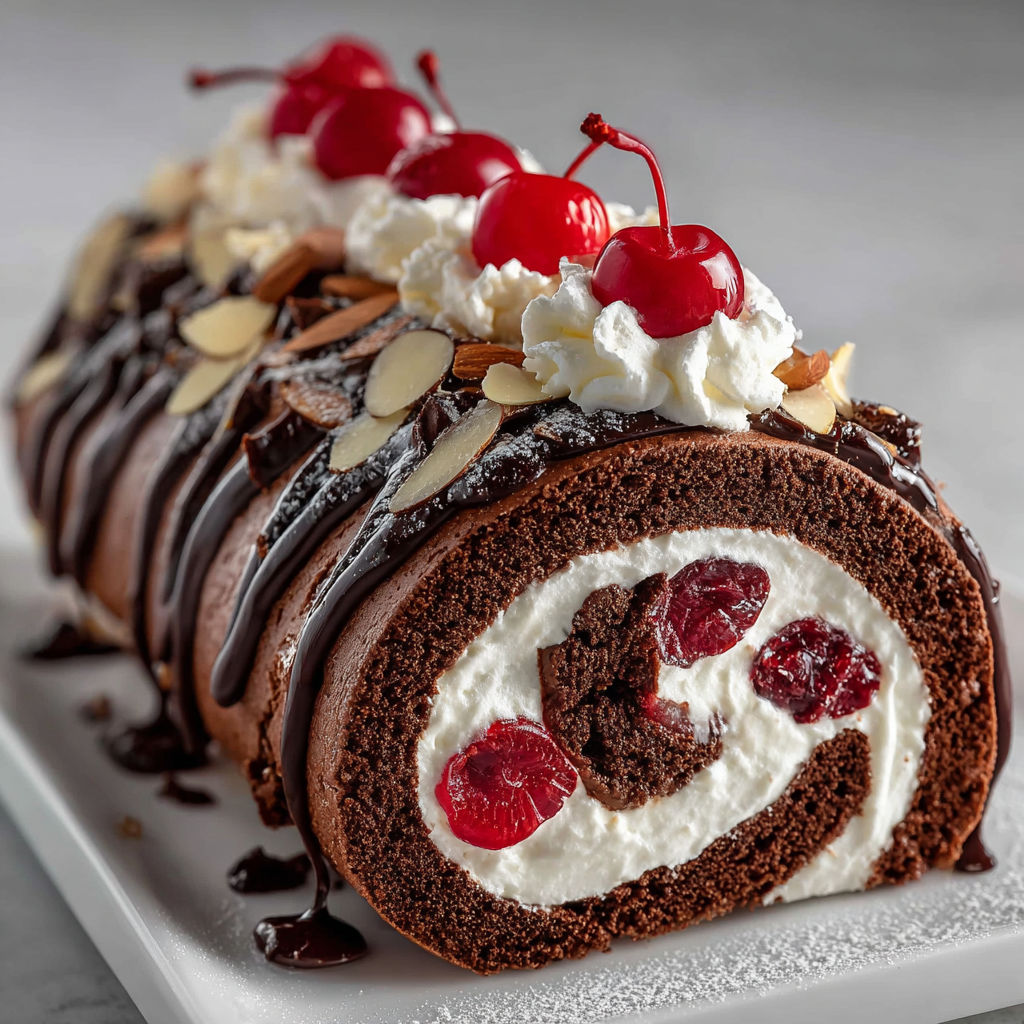 Un délicieux roulé suisse de la Forêt-Noire allemande, parfait pour un repas enchanté.