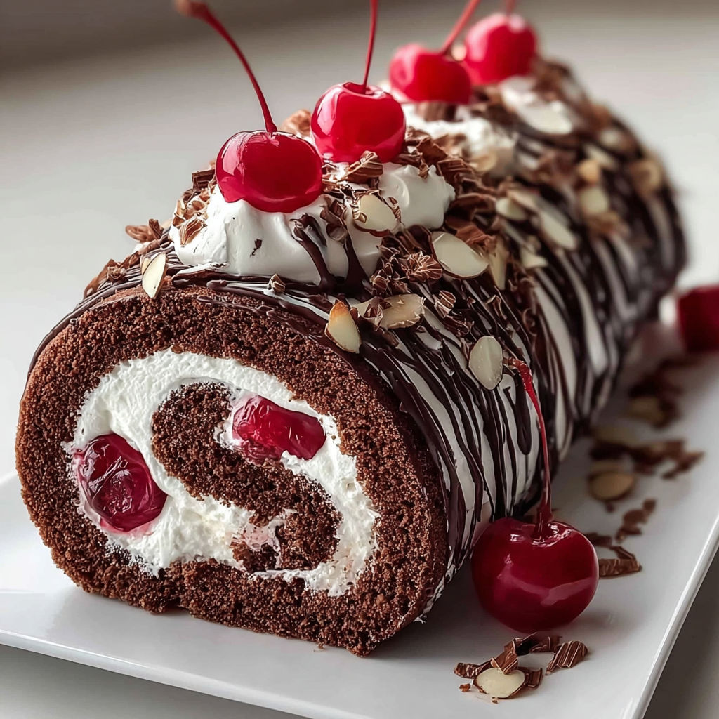 Un délicieux roulé suisse de la Forêt-Noire allemande, parfait pour un gourmand.