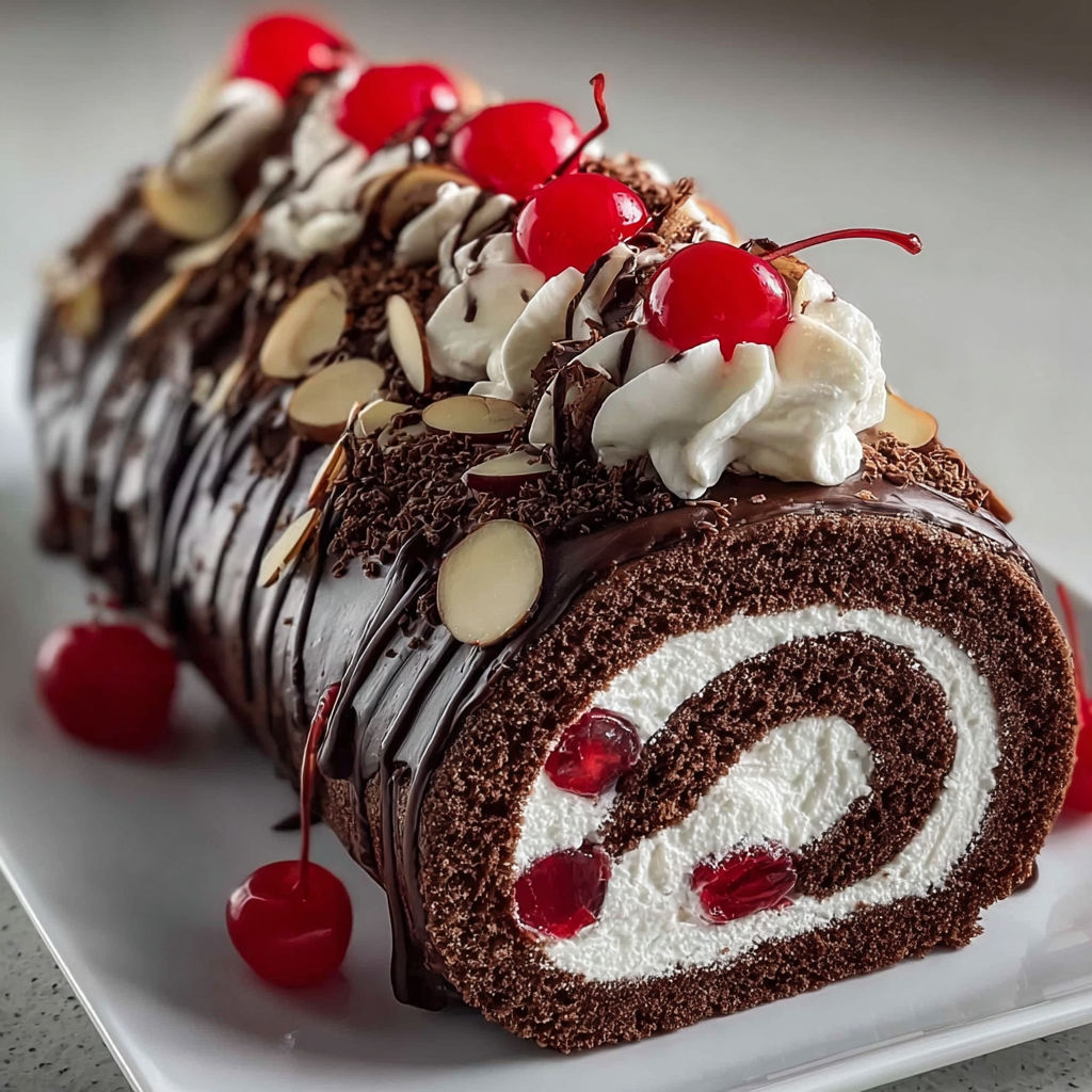 Un délicieux roulé suisse de la Forêt-Noire allemande, parfait pour un repas en famille.