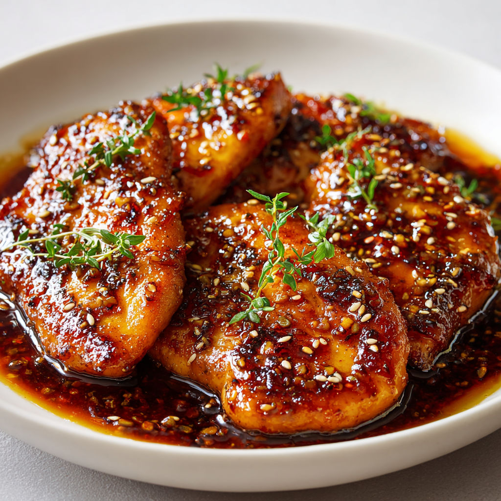 Escalopes de poulet gourmandes à la sauce soja sucrée miel et ail fondant.