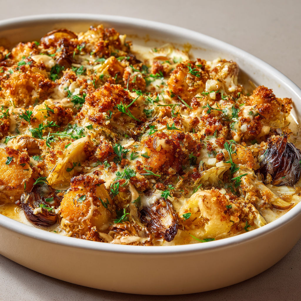 Crumble gourmand de légumes anciens aux herbes aromatiques