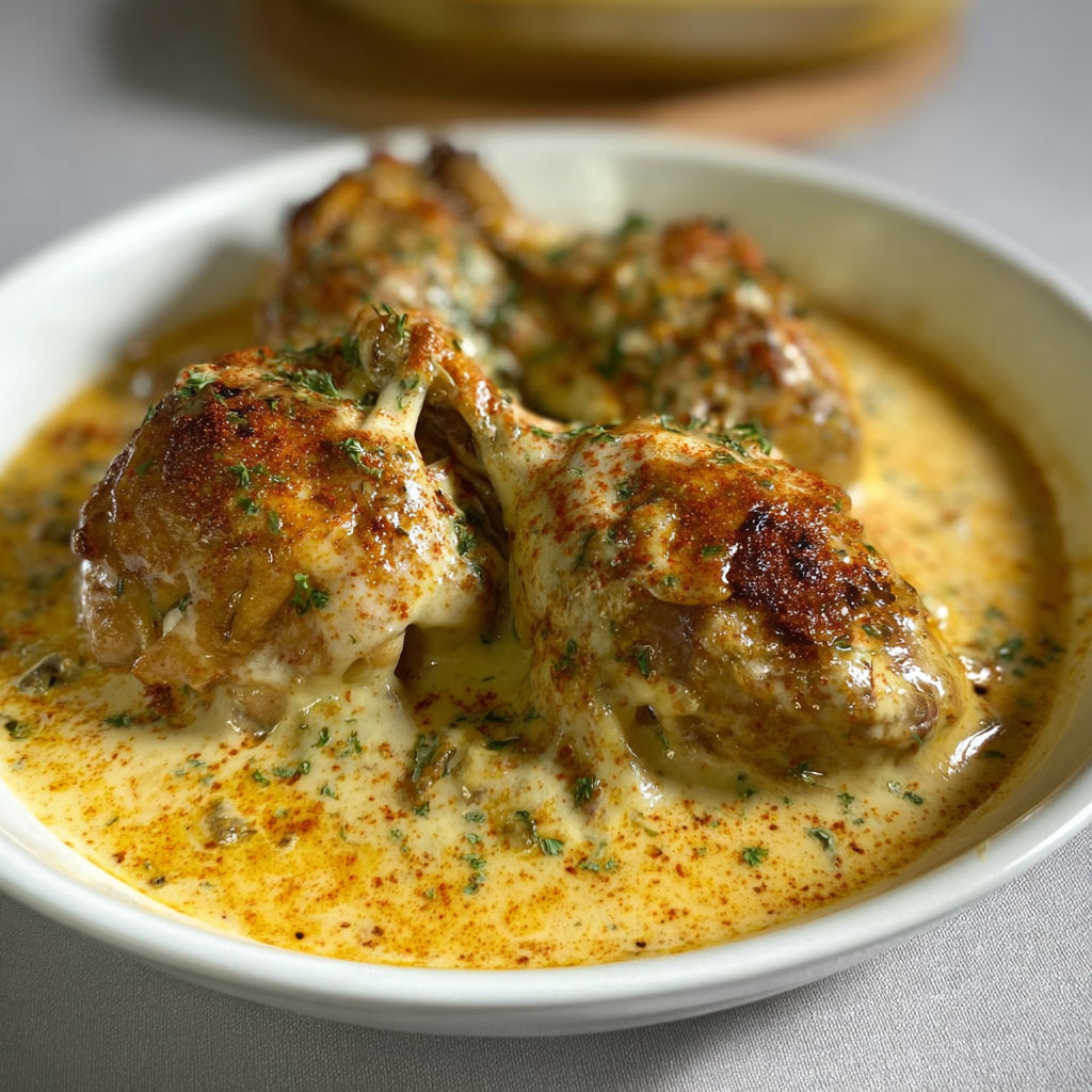 Une assiette de poulet Gaston Gérard est servie sur une table.