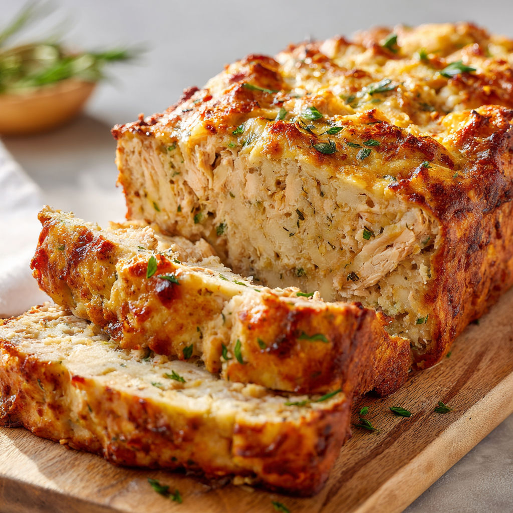 Une pièce de Pain au thon de ma grand-mère est servie sur un plateau.