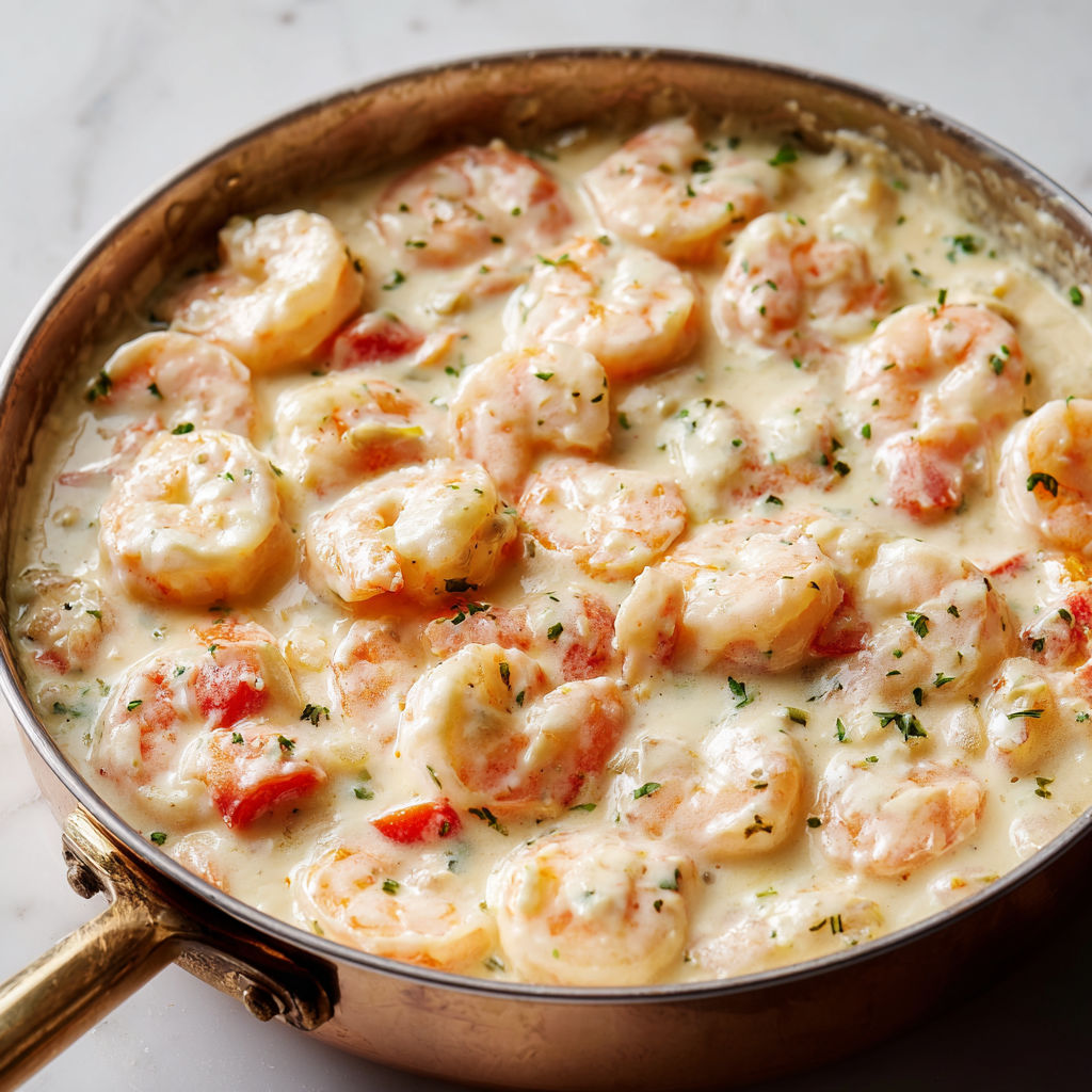 Une blanquette express aux crevettes est servie dans un bol en laiton.