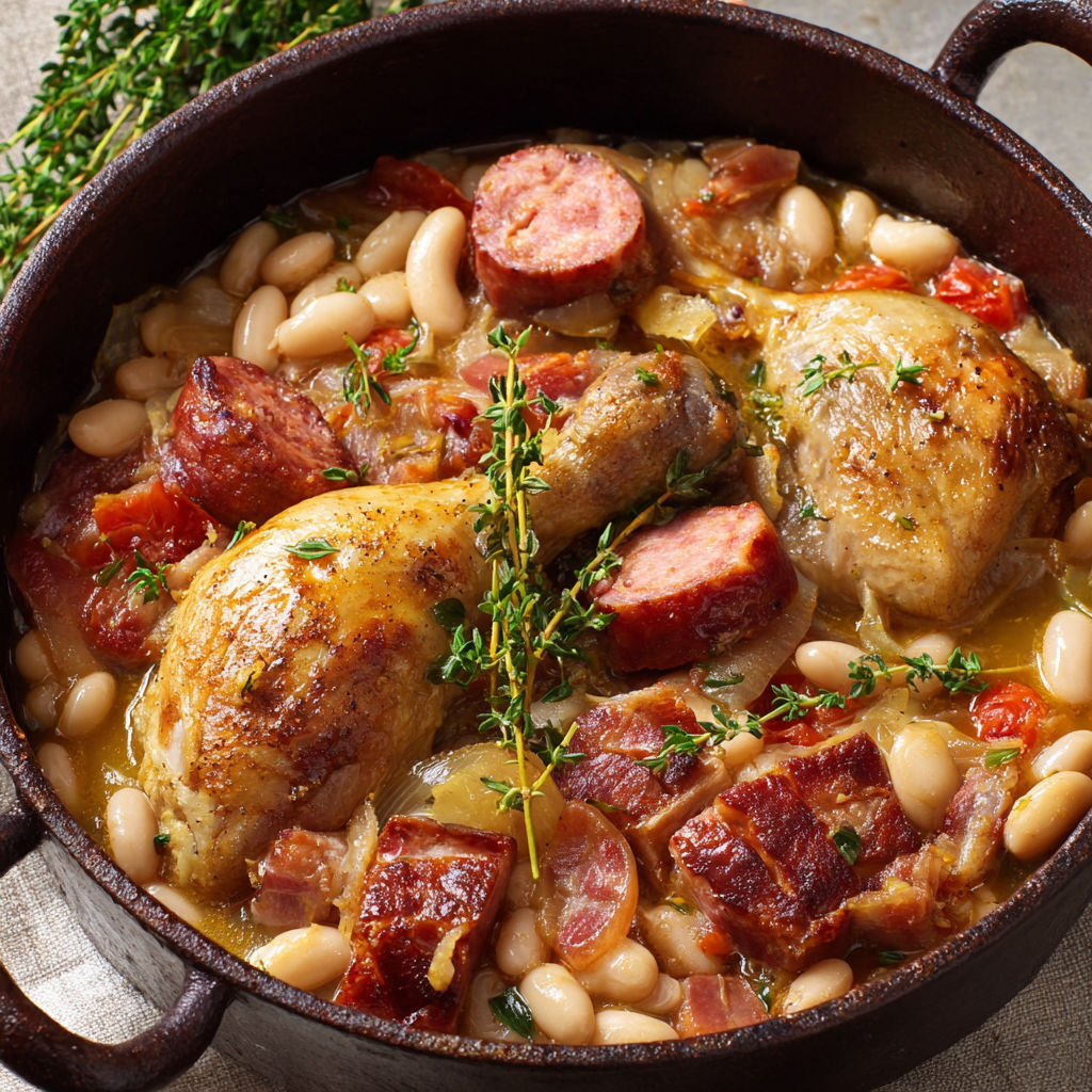 Une recette de Cassoulet traditionnel au poulet et saucisse, comme chez grand-mère.